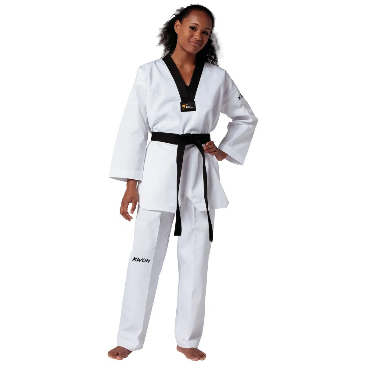 Tuta TKD Victory, bianco con risvolto nero