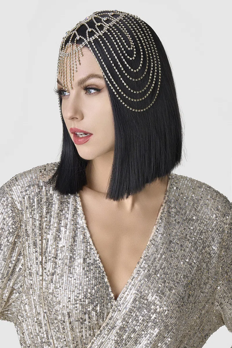 ArtiDeco - Fascia per capelli da donna, stile Gatsby anni ‘20, flapper girl gold Taglia unica
