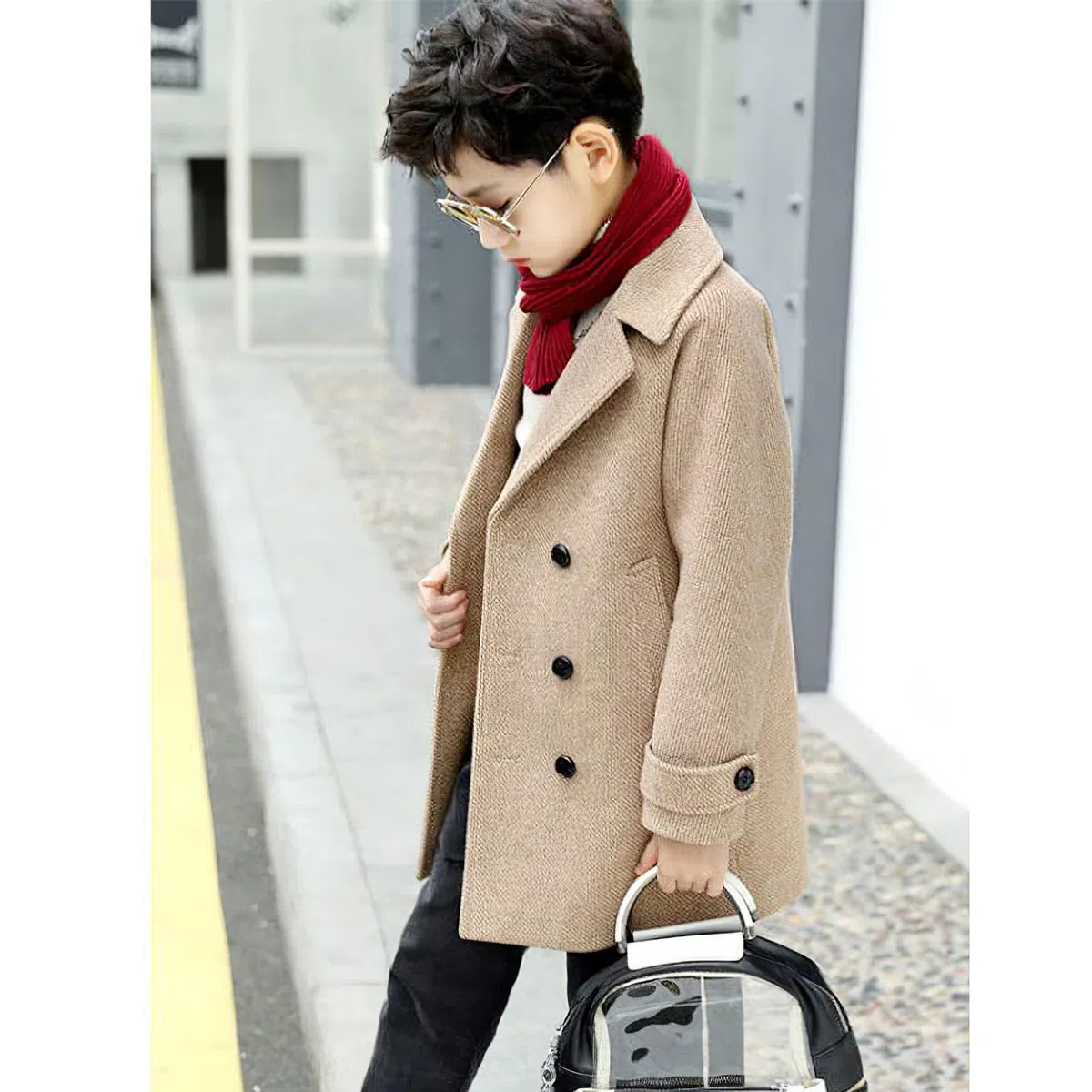 amropi Bambini Ragazzi Cappotto Trench a Doppiopetto Invernale Antivento Parka Giacca 3-10 Anni