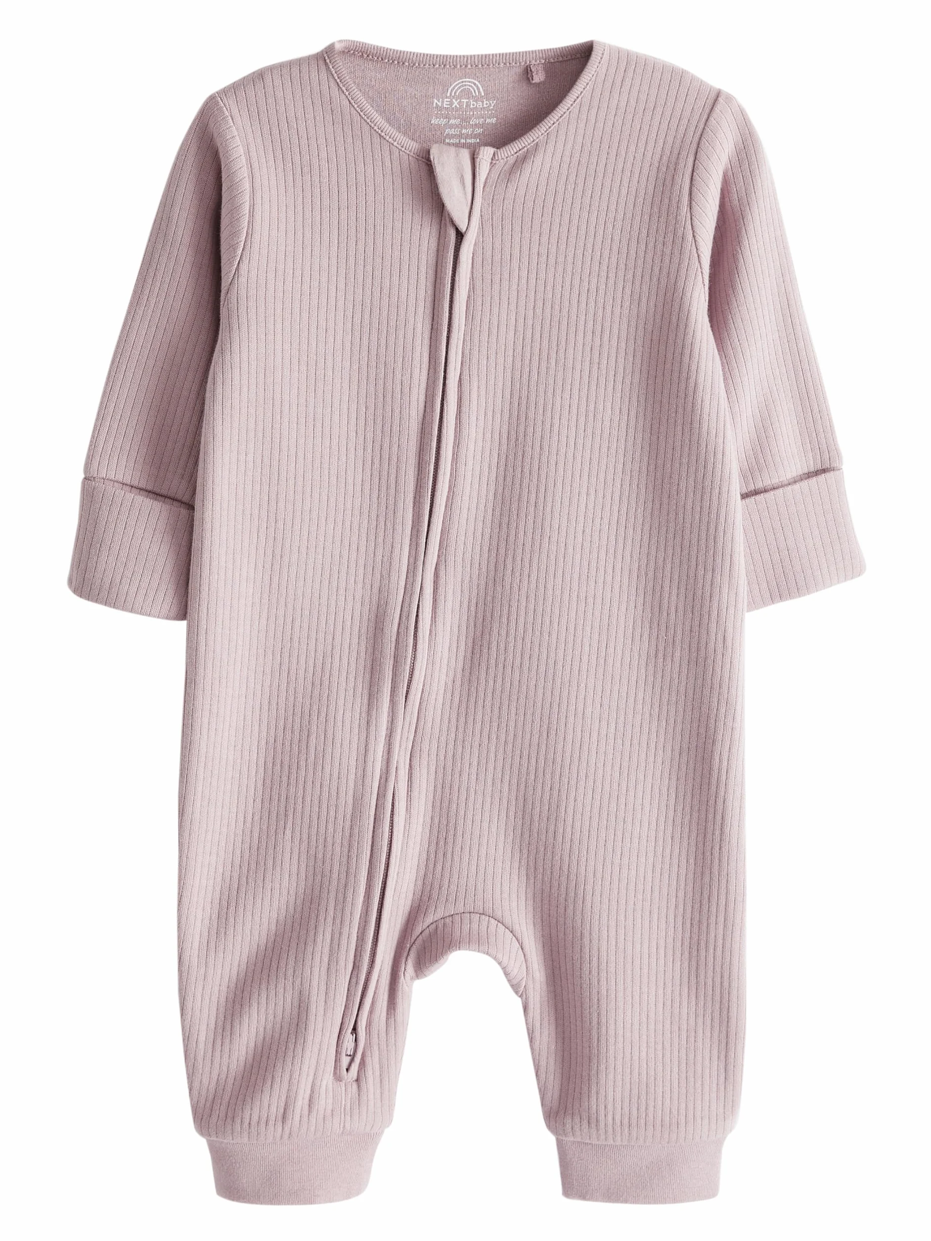 NEXT Bambina Confezione da 3 tutine per neonati in 100% cotone con zip bidirezionale