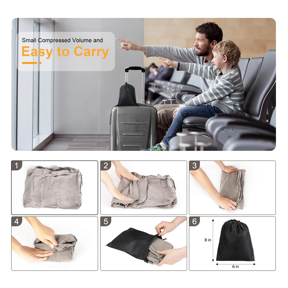 Poggiapiedi/cuscino gonfiabile per gambe | altezza regolabile | crea un letto piatto per bambini e bambini | ideale per aereo, treno, auto, viaggi (grigio, 2 pezzi)