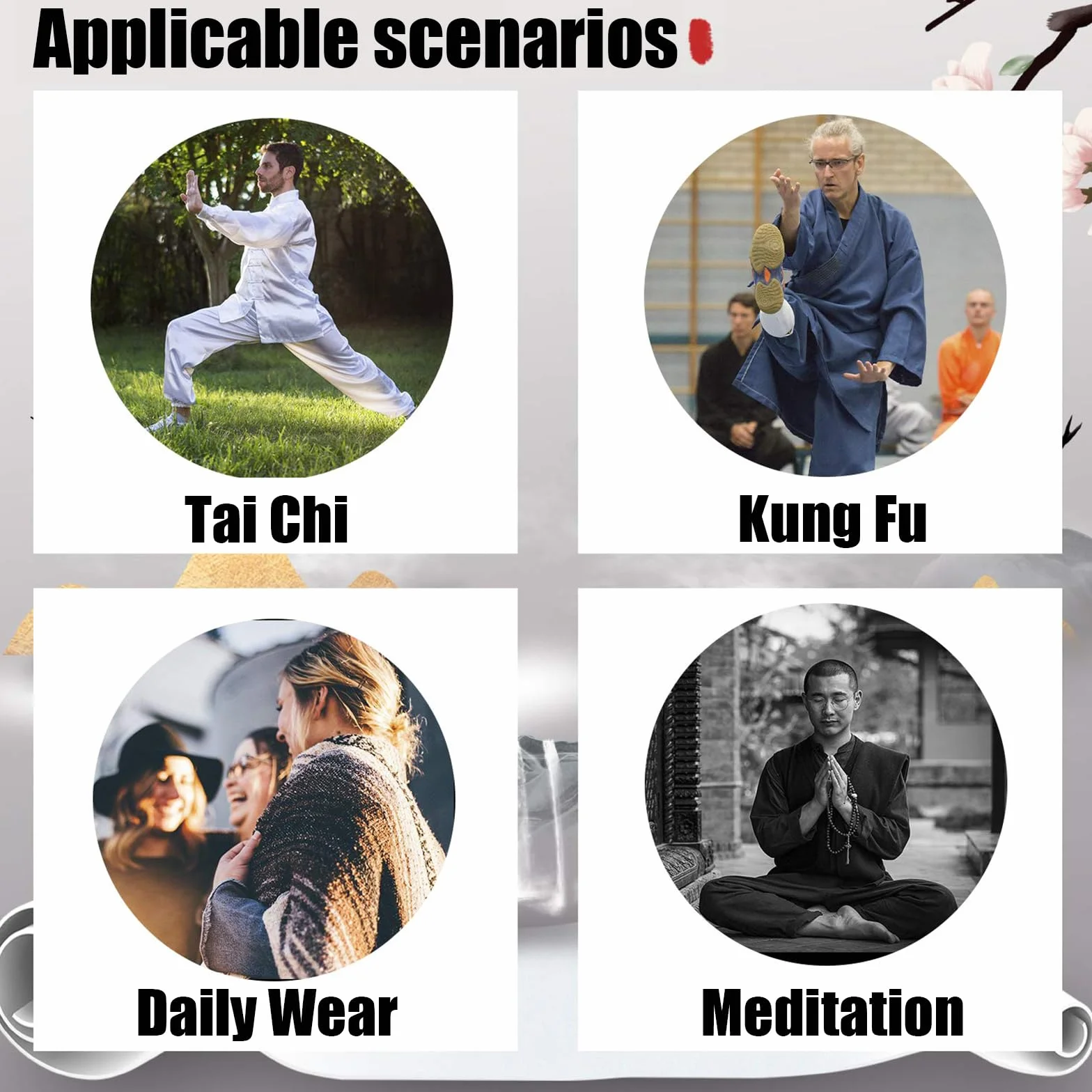 Set di Tai Chi Uomini Donna,Uniforme Kung Fu Unisex,Stile Cinese Unisex Set Maniche Lunghe,Leggero E Confortevole,Adatto per Arti Marziali E Meditazione