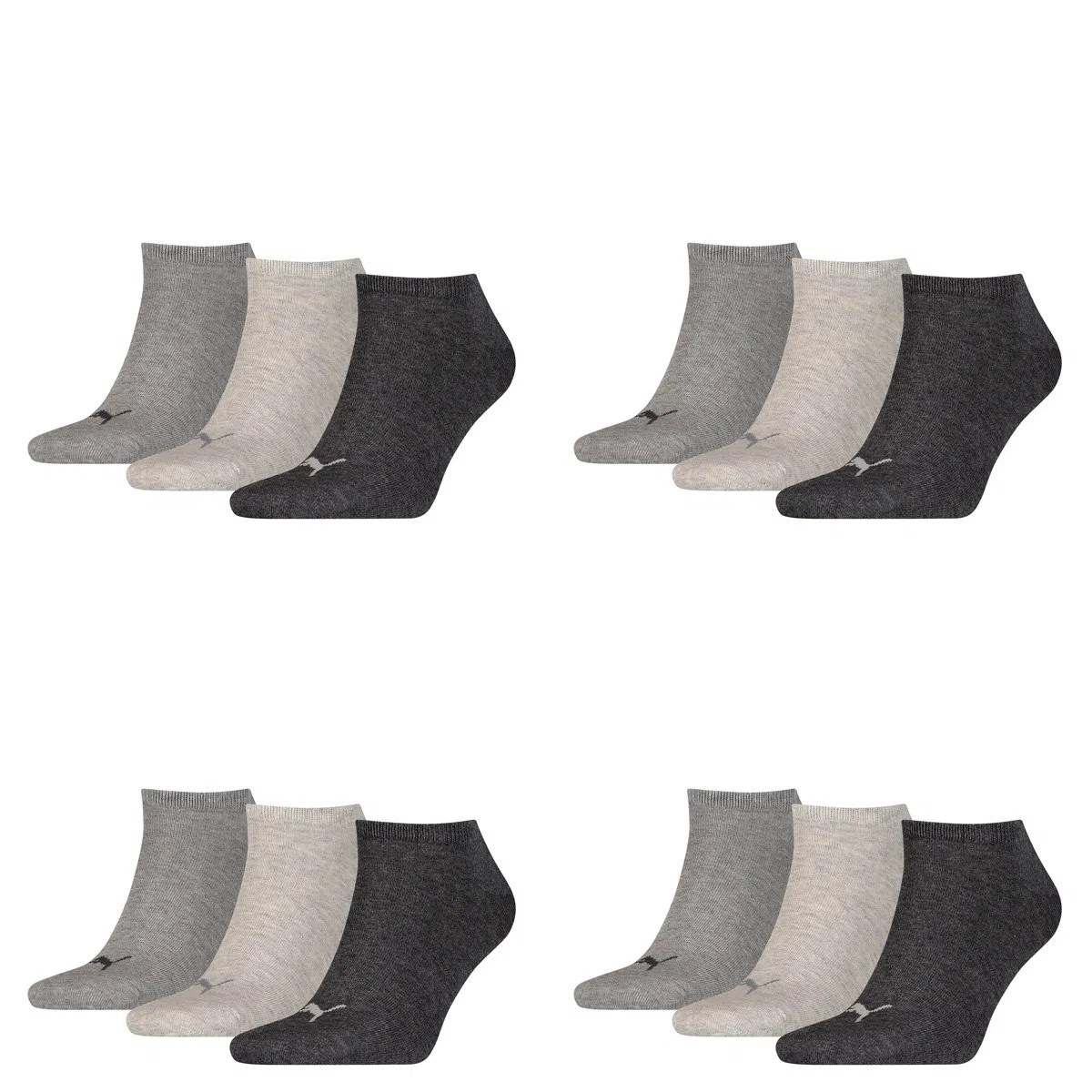 Puma - Fantasmini unisex, 12 pz., calzini sportivi, colore nero antracite. 39-42