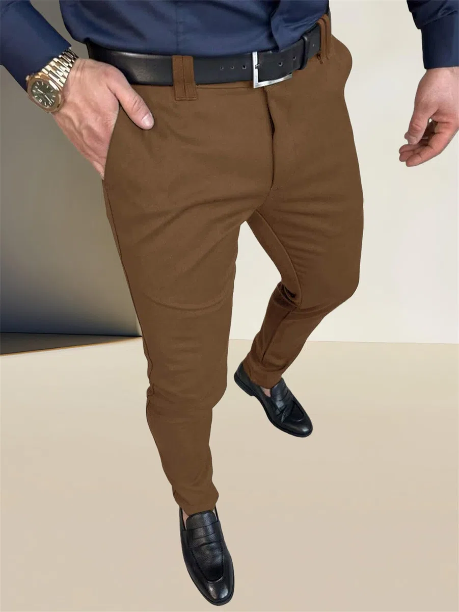 Pantaloni aderenti elasticizzati da uomo, vestibilità aderente, pantaloni affusolati, pantaloni skinny da uomo, tuta espandibile in vita