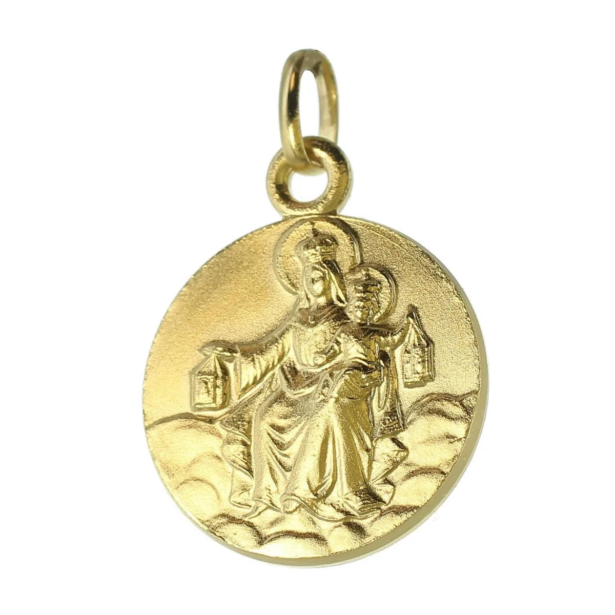Medaglia scapolare Vergine del Monte Carmelo placcata oro 15 mm - Medaglia e croce placcata oro - Culto cristiano placcato oro