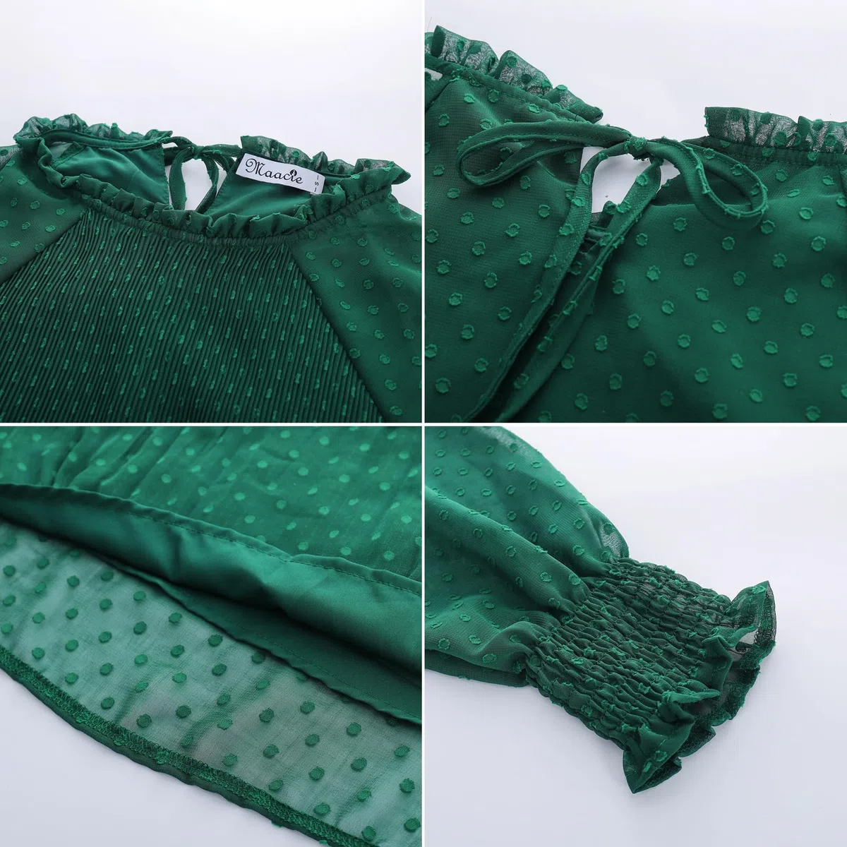 Maacie Umstandstops Chiffon Swiss Dots Camicetta Casual Manica lunga