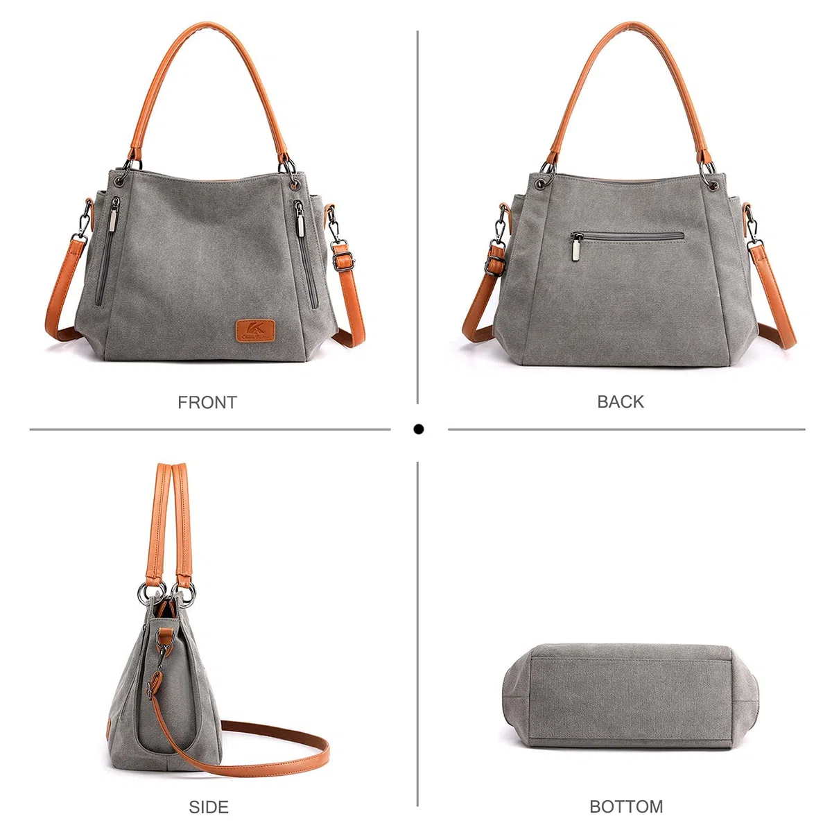 NICOLE & DORIS Borse da Donna Moda Casual Borsa a Tracolla Grande Borse a Spalla da Donna in Tela Multifunzione Borse Tote da Donna per Lavoro Shopping Viaggio Grigio