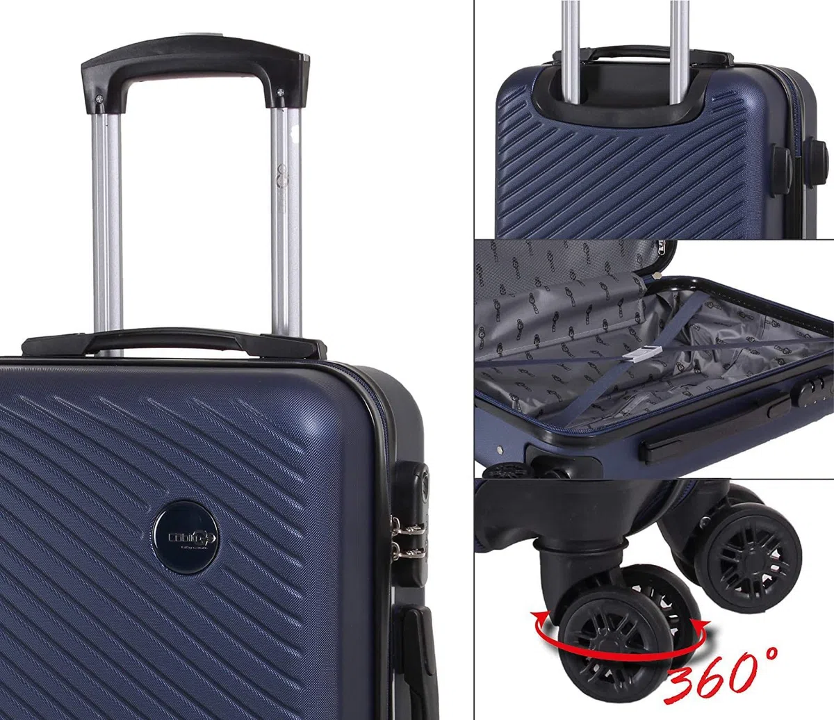 CABIN 5508 Valigia Trolley ABS, bagaglio a mano 55x37x20, Valigia rigida, guscio duro e antigraffio con 8 ruote.