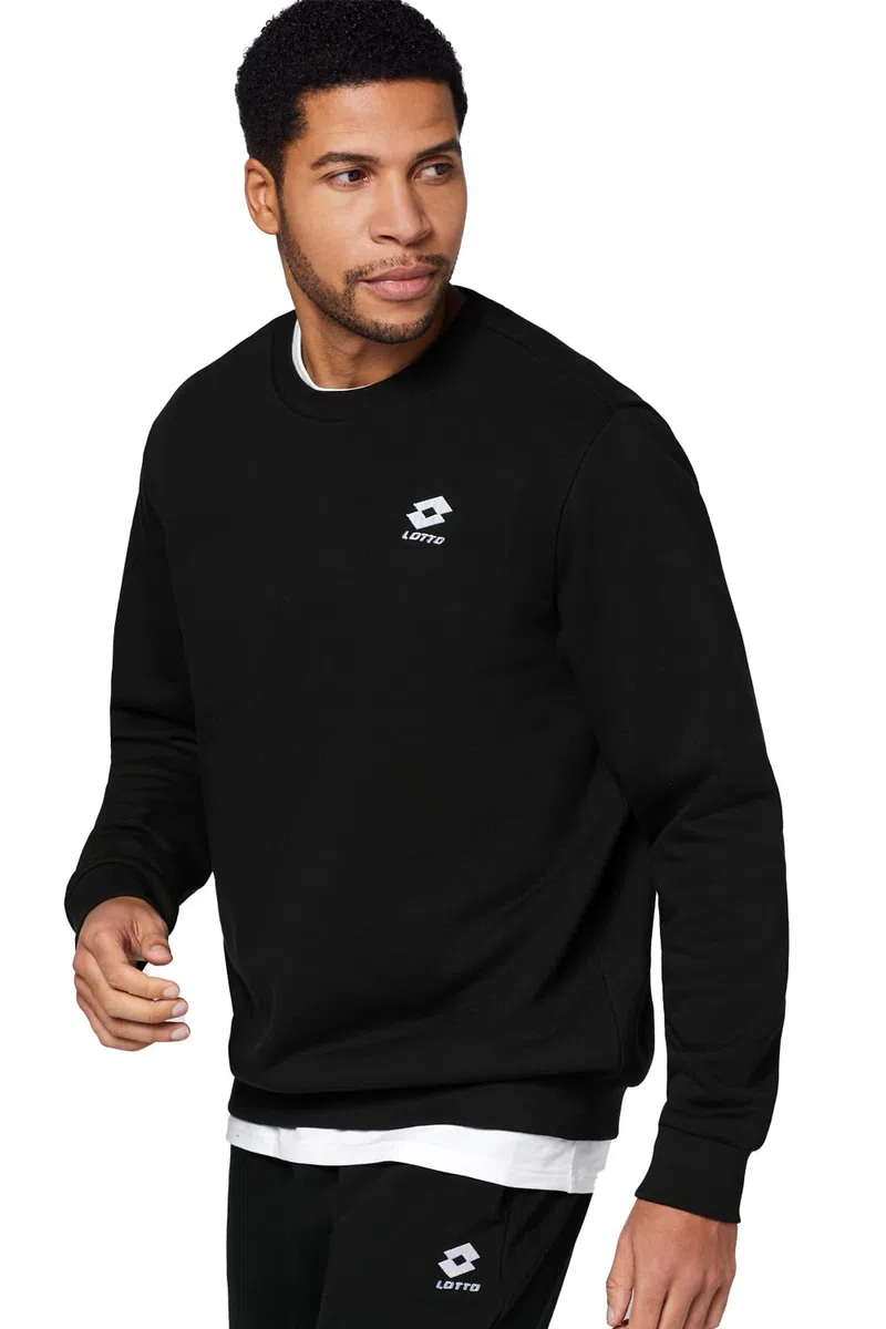 Lotto Felpa basic da uomo, in cotone, senza cappuccio e con piccolo logo, casual, vestibilità normale, disponibile in 3 colori, felpa da uomo in S-3XL