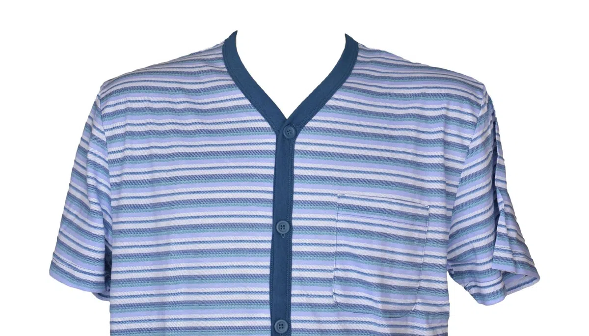 RAGNO Pigiama Uomo Corto Maglia Mezza Manica Aperto Davanti in Maglina di Cotone Articolo U888N0
