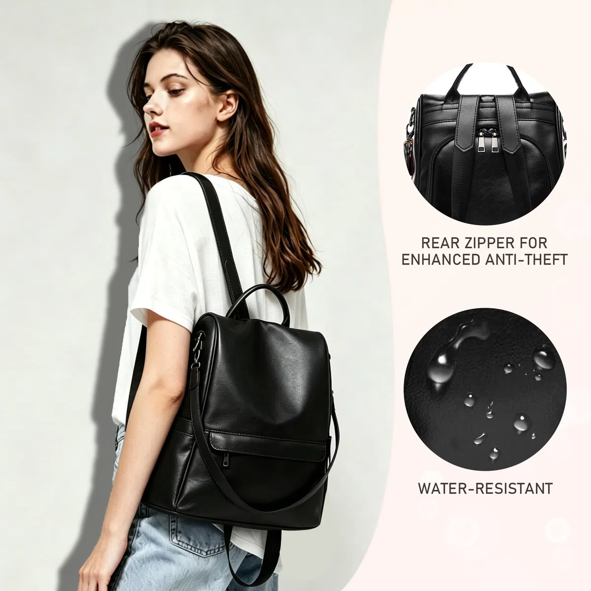 shepretty Zaini, zaino da viaggio da donna, antifurto, borsa a tracolla