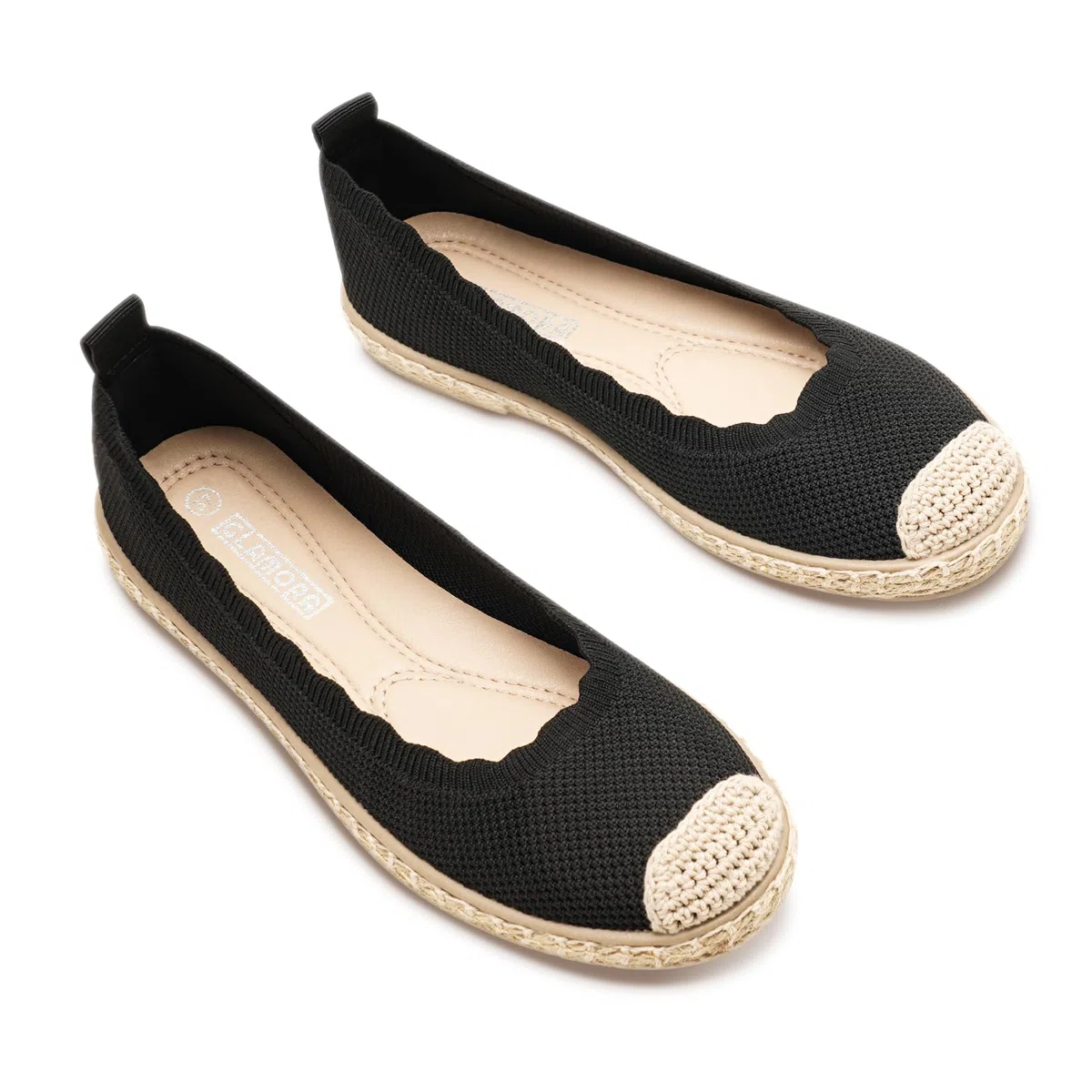 GLAMORA Espadrillas Donna Estate Ballerine Bicolore a Maglia Traspirante con Suola Sparto Scarpe Piatte Senza Lacci