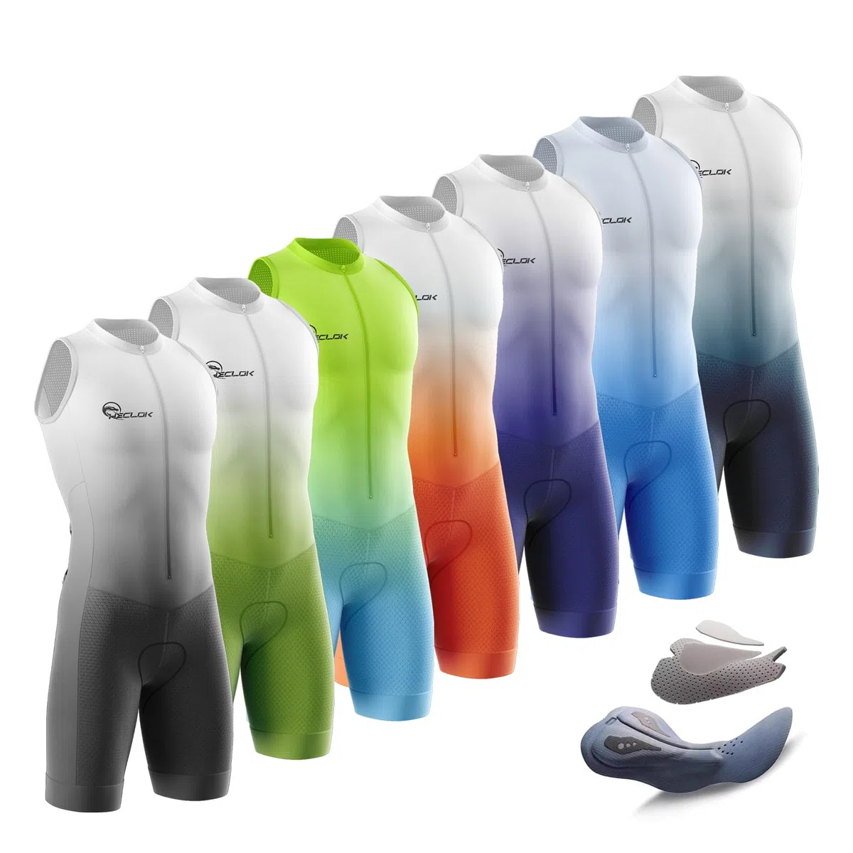Tuta da Triathlon a Senza Maniche da Uomo, MTB Body Trisuit Cycling Skinsuit with Imbottito Professionale da Competizione per Nuoto/Corsa/Ciclismo,Monopezzo