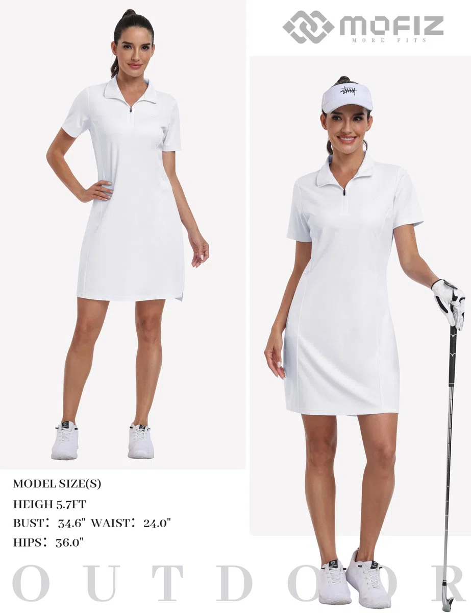 MoFiz Abito da golf da donna Polo Sportivo Manica Corta Quick Dry Casual Workwear Button