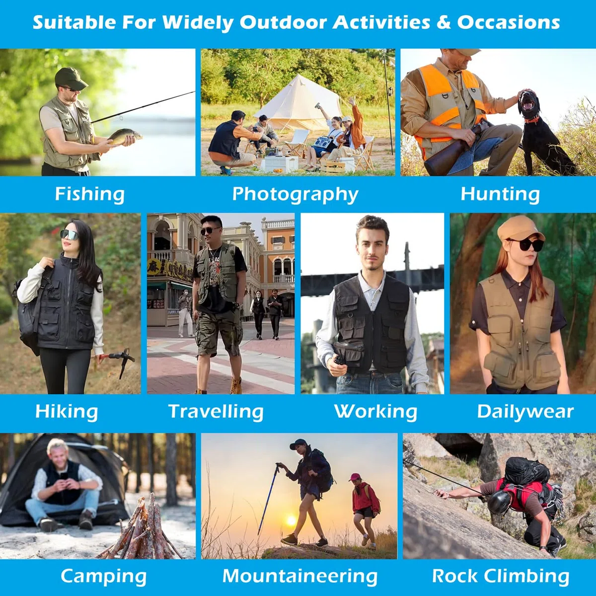Uomo Multi-tasca Mimetizzazione Gilets, Uomini Estate Leggera Senza Maniche Pesca Gilet Giacca Esterno Multifunzione Tempo Libero Camo Gilets per Caccia Campeggio Fotografia Lavoro Viaggio