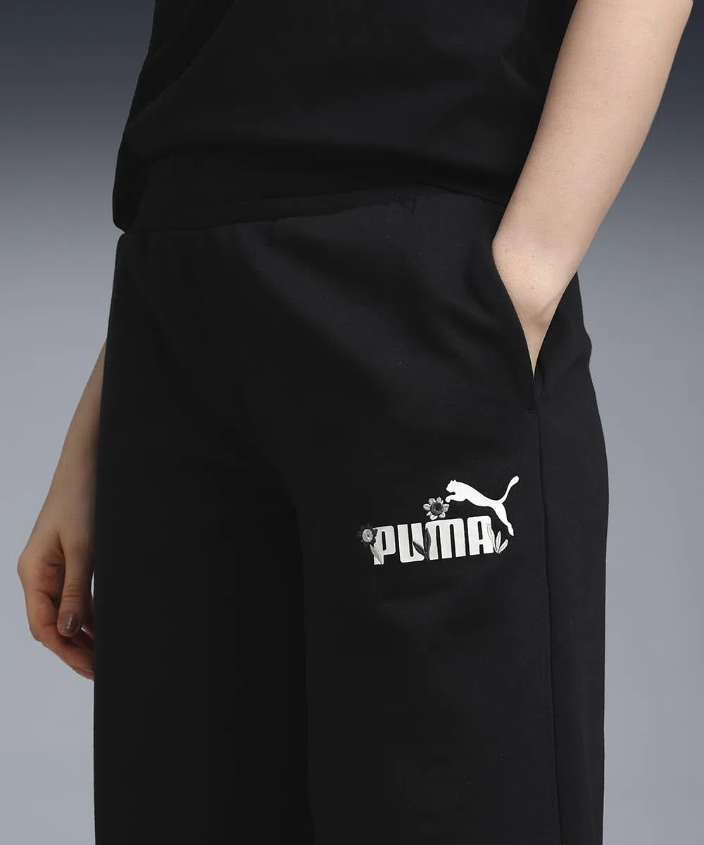 PUMA - Ess Nature 2.0 Comfort Logo Straight Pants FL Op, Pantaloni in Maglia Donna