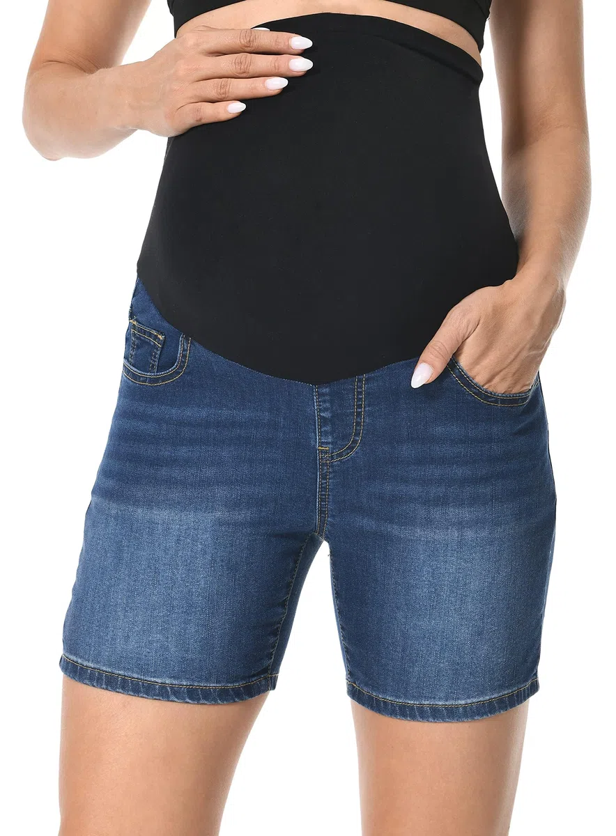 Jeans Pantaloncini premaman alla moda, jeans sopra la pancia, jeans estivi alla moda, jeans premaman corti