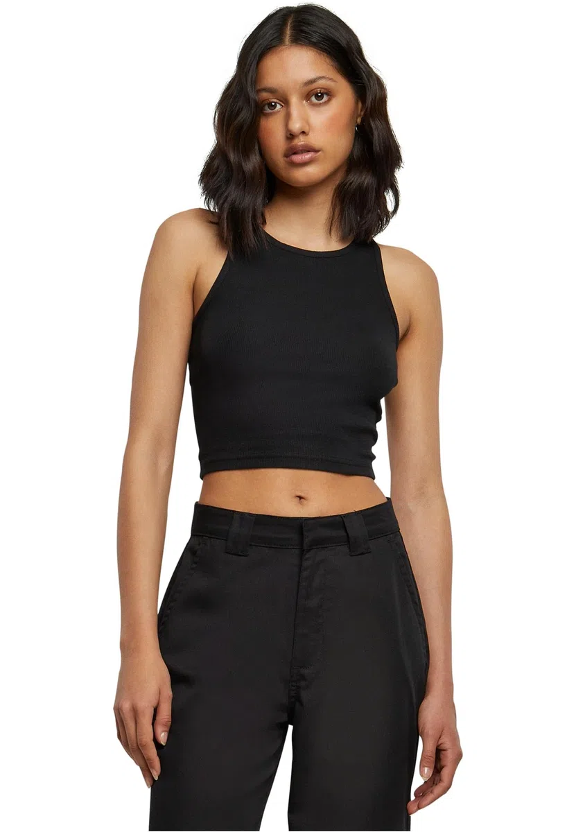 Urban Classics Ladies Cropped Rib Top Donna Top Marrone Regular