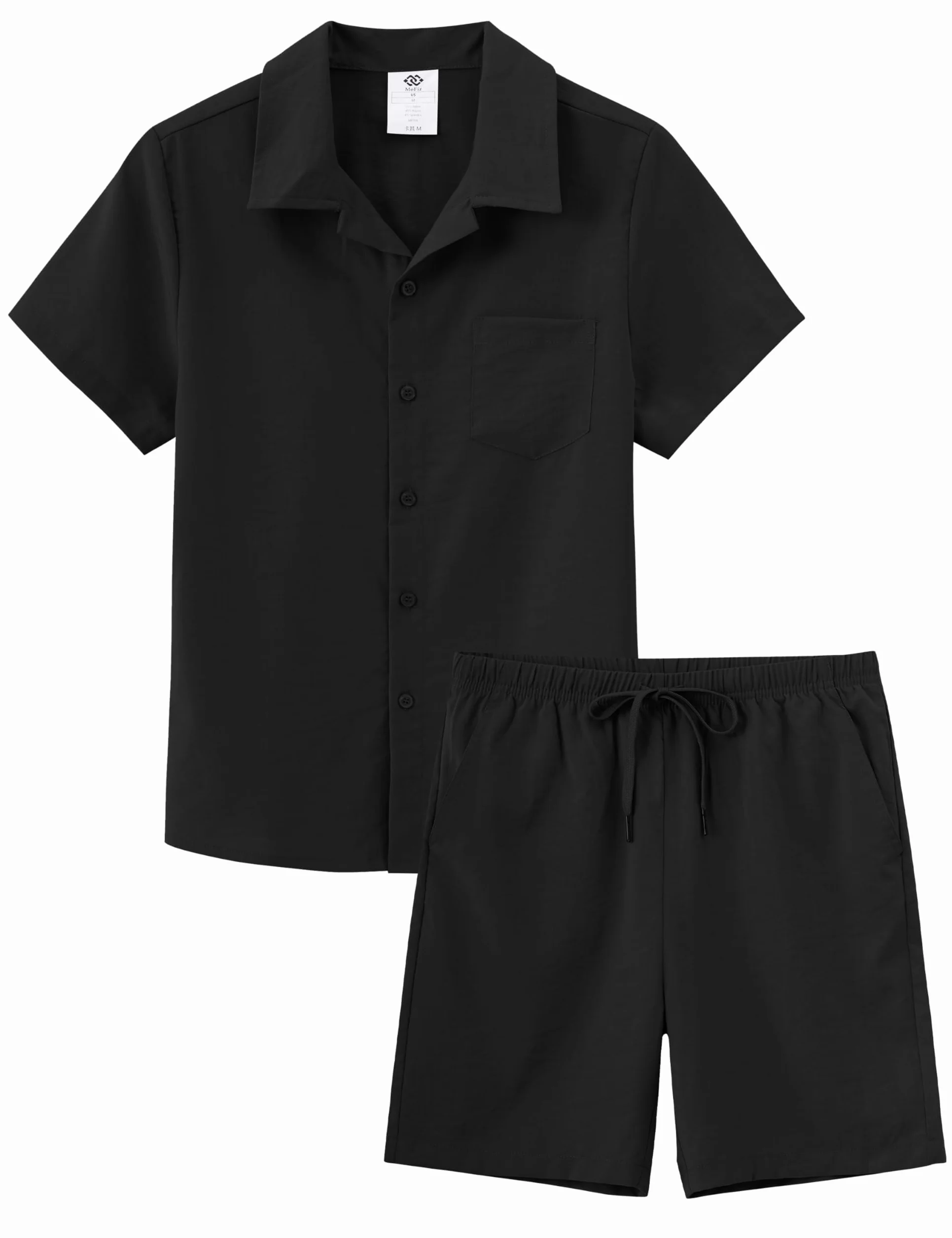 MoFiz Tuta Casual da Ginnastica Bambini e Ragazzi set di Abbigliamento da Spiaggia Completo Estivo Camicie a Maniche Corte con Bottoni e Shorts 8-18 anni