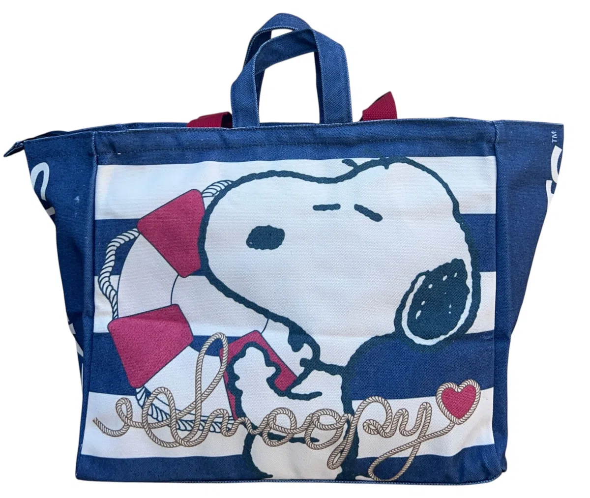 CARTOON Borsa mare Snoopy shopper con manici e tracolla con chiusura zip borsa a spalla da spiaggia