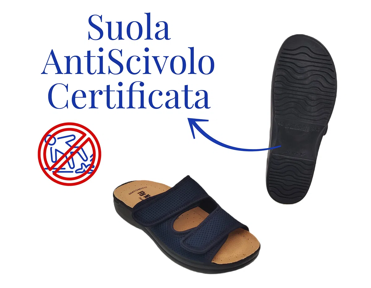 Fly Nature Eccezionali Ciabatte Uomo Casa Doppia Fascia in Nido d'Ape Pantofole AntiSudore Estive Aperte e Regolabili Sottopiede Anatomico Ciabatte Ortopediche Massimo Comfort 100% Made in Italy