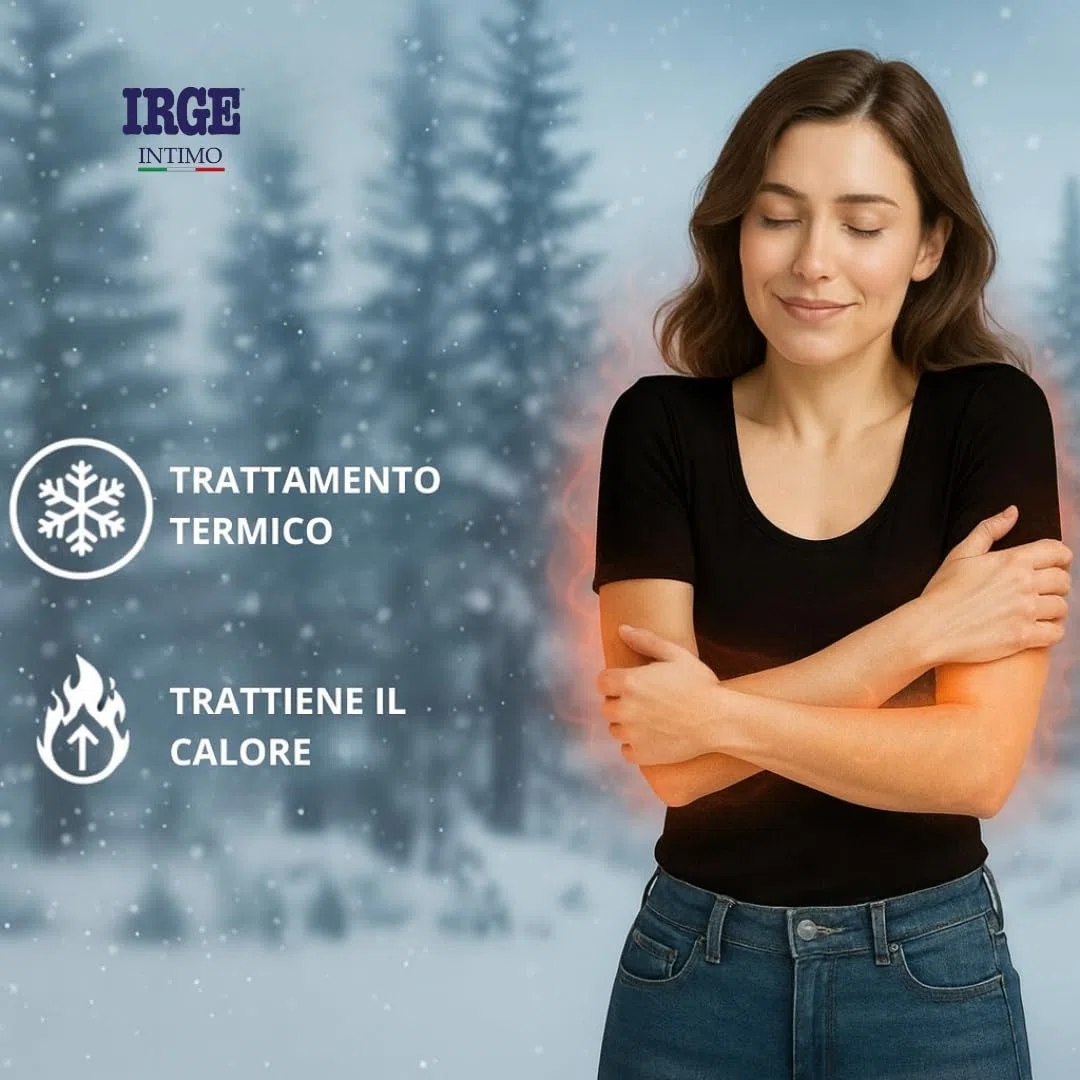 Intimitaly Irge 3 Maglie Intime Donna Termiche in Caldo Cotone Interlock Mezza Manica Bianco e Nere