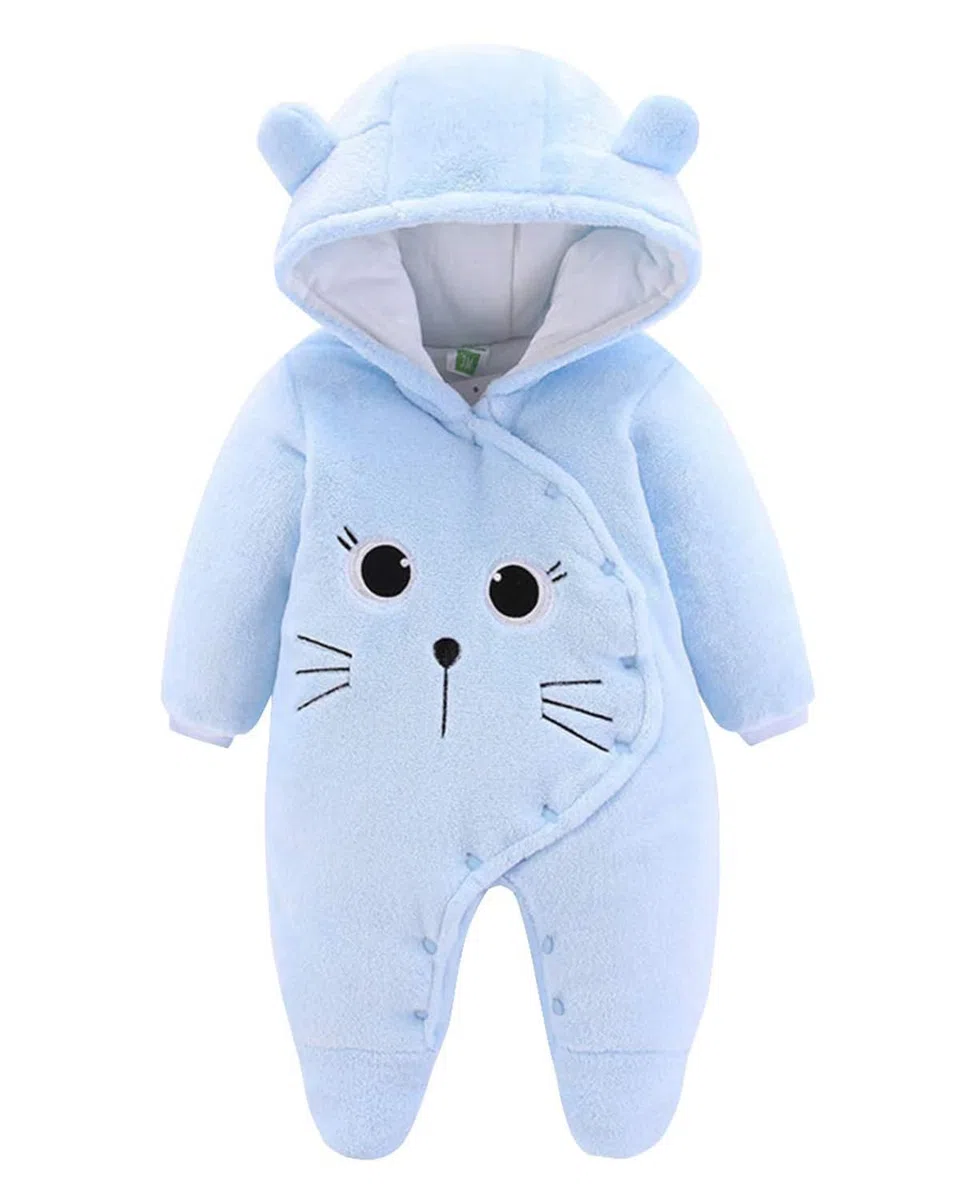 JiAmy Tute da Neve Neonato Footed Pagliaccetto per Ragazze Ragazzi, Tute da Neve Bambino Pile Tuta Neve Neonato Inverno con Cappuccio Calore Infantile,Blu 3-6 Mesi