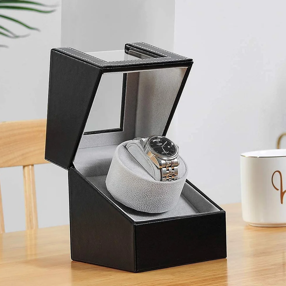 Scatola Carica Orologio Scatola orologio a carica automatica in cuoio con motore silenzioso per orologi da polso