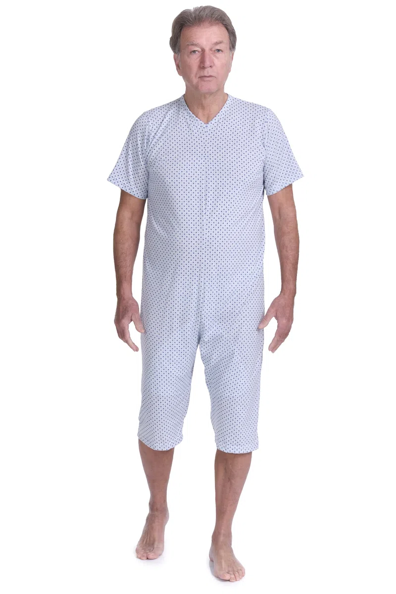 FERRUCCI COMFORT Pigiama Tutone Sanitario Estivo con 3 Zip in Cotone a Maniche Corte e Pantalone Corto - 9008/6 - Made in Italy - Adatto agli Anziani