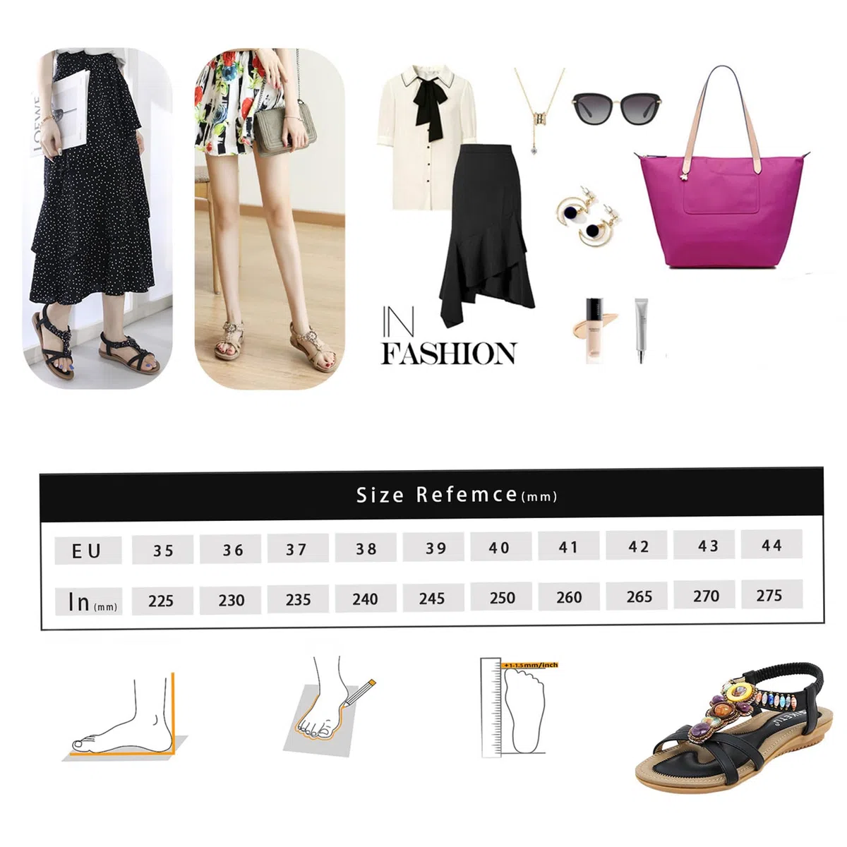 Acfoda Bohemien Sandali Donna Estive Comode infradito da Spiaggia