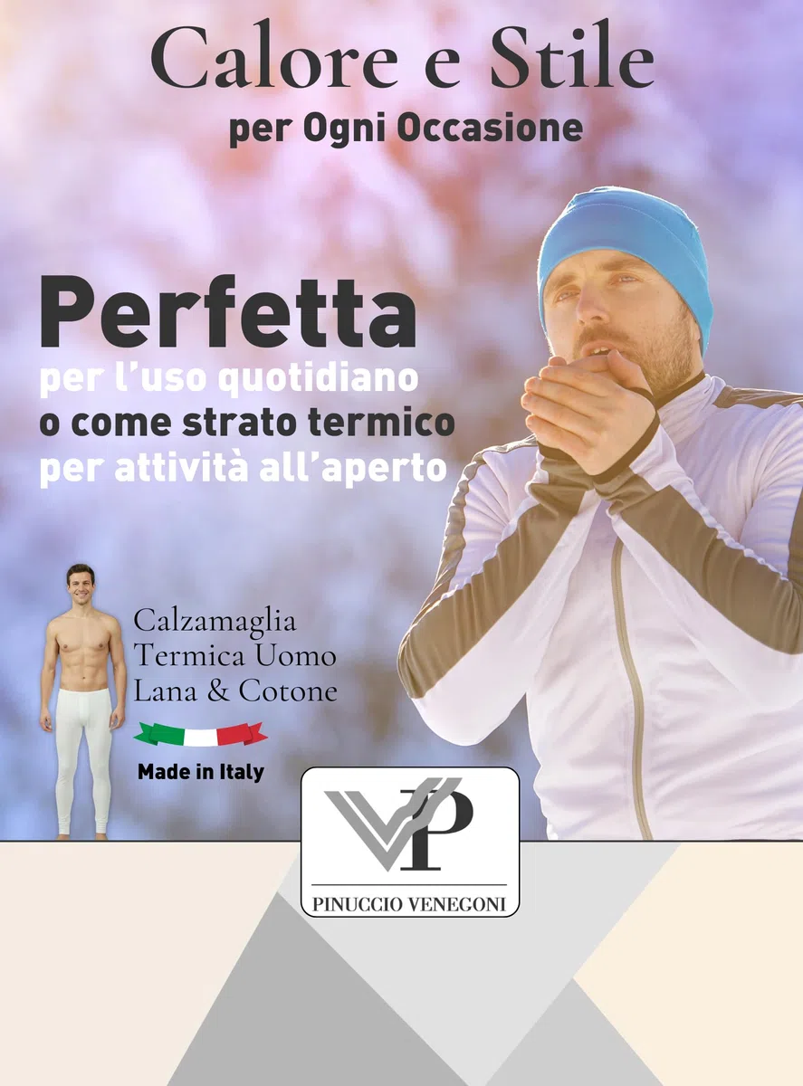 VP PINUCCIO VENEGONI Set 2 Mutande in Lana e Cotone | Calzamaglia Termica Uomo Made in Italy, Intimo Invernale con Polsino, Boxer Lunghi