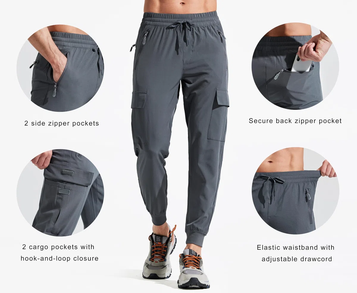 Libin Pantaloni da Jogging da Trekking Uomo Leggeri ad Asciugatura Rapida Pantaloni da Cargo Allenamento Atletico Viaggio Golf Casual All'aperto Pantaloni