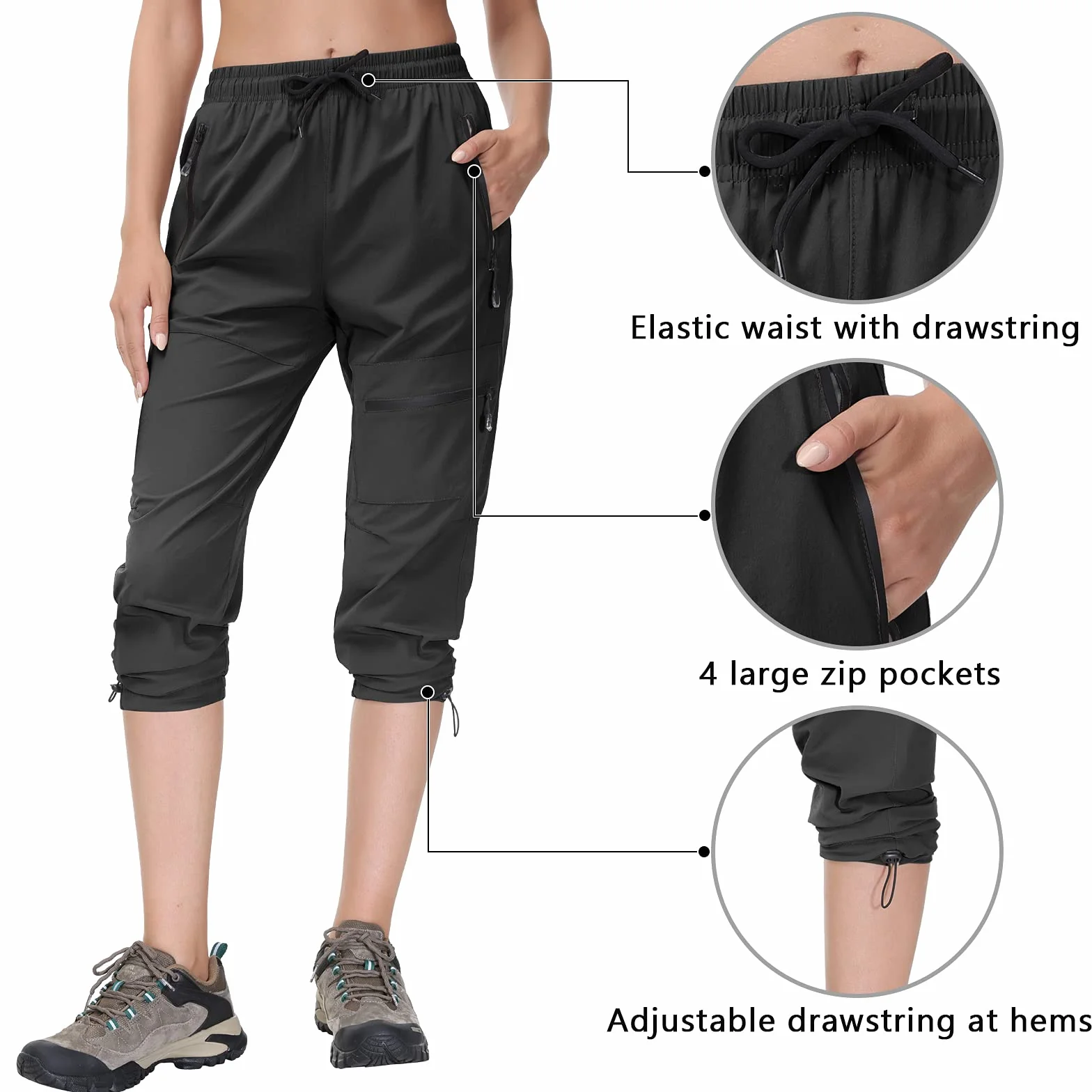 Butrends Pantaloni da Escursionismo da Donna Pantaloni da Trekking Impermeabili da Campeggio ad Asciugatura Rapida Protezione UV con Tasche con Cerniera