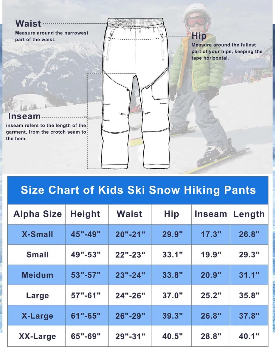 Pantaloni Neve Trekking Bambino Impermeabili Sci Pantaloni Sci Invernali Ragazze Pantaloni Escursionismo Pantaloni Traspirante da Softshell Invernali Pioggia