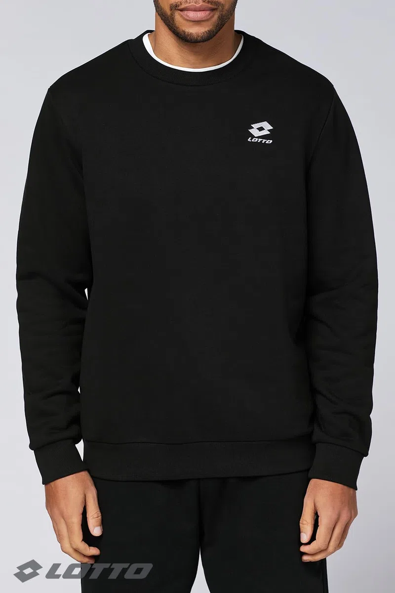 Lotto Felpa basic da uomo, in cotone, senza cappuccio e con piccolo logo, casual, vestibilità normale, disponibile in 3 colori, felpa da uomo in S-3XL