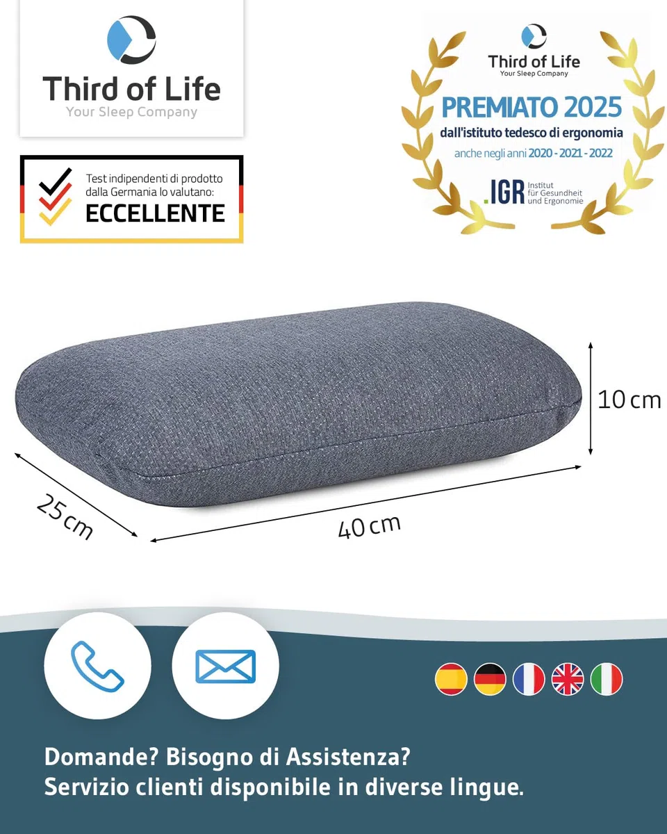 Cuscino da viaggio VOLAR QuickDry, cuscino ergonomico in memory foam per viaggi in aereo e in auto, piccolo cuscino con federa ad asciugatura rapida, cuscino da campeggio e viaggi 40x25 cm