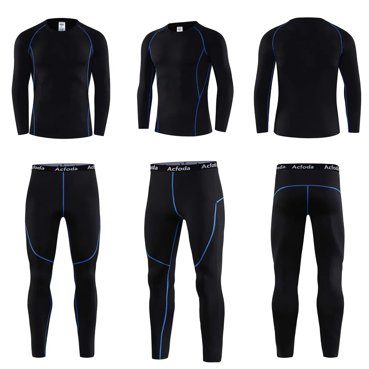 Acfoda Biancheria Funzionale Termici da Uomo Traspirante Asciugatura Rapid Abbigliamento Termico Intimo per attività all’Aria Aperta Ciclismo Corsa Allenamento Sci, S-XXL