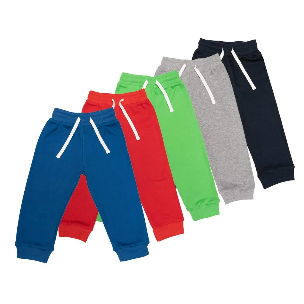 Lovjoy Pantaloni Jogger da Bambini – Pacco da 3 o 4 Colori - 1-4 Anni - qualità, Comfort, 100% Cotone con Elastico e Coulisse Regolabile