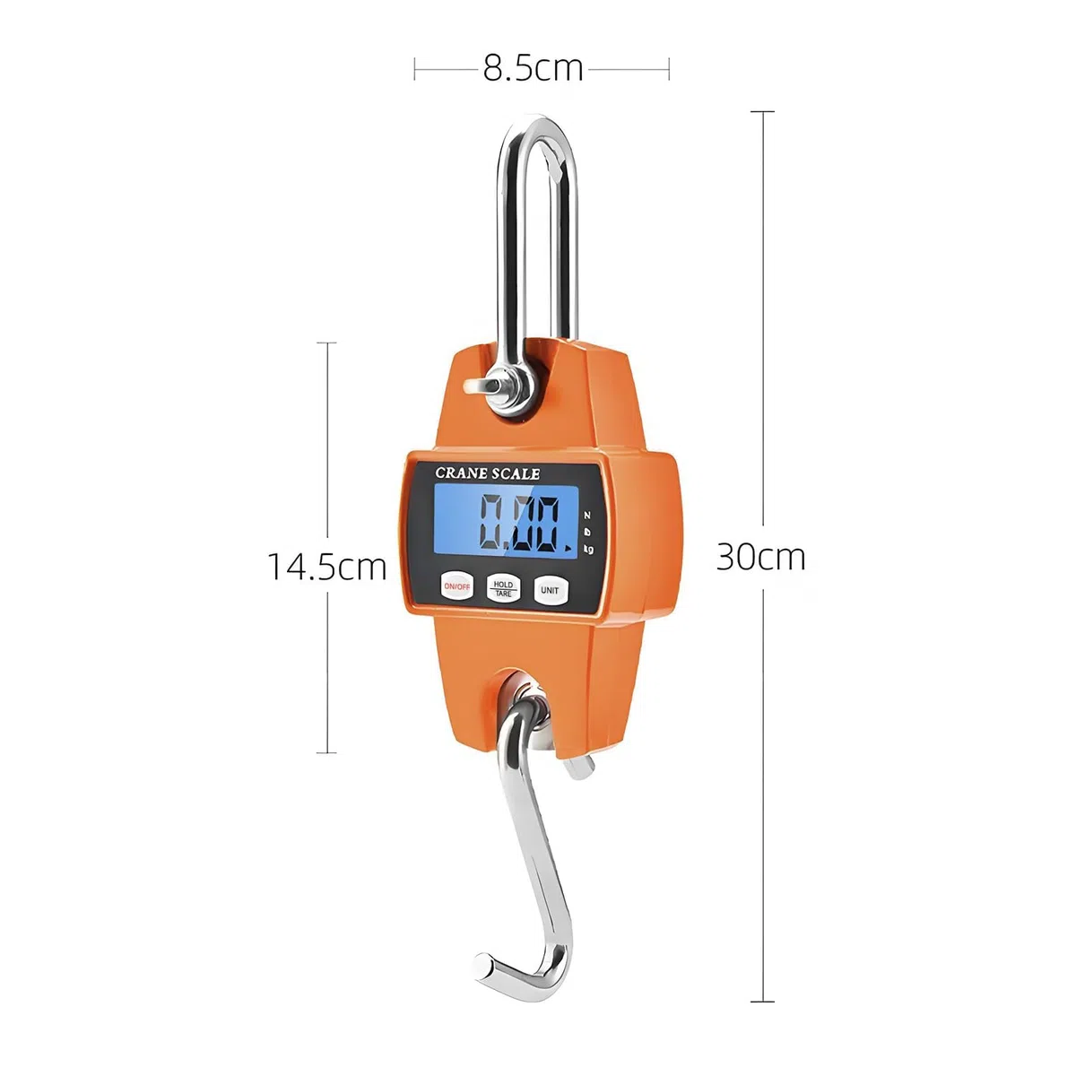 Qumox Bilancia Digitale a Gancio 300kg, Portatile con Custodia in Alluminio, Display Retroilluminato, Gancio a S, per Agricoltura, Caccia, Pesca, Viaggio, Esterno (Arancione)