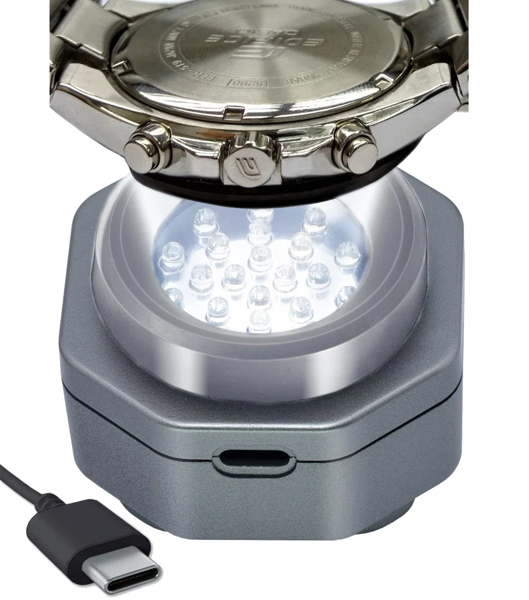 CoolFire - Caricatore rapido per orologi solare tipo C senza raggi UV per tutti gli Eco Solar da uomo, caricabatterie portatile (grigio)