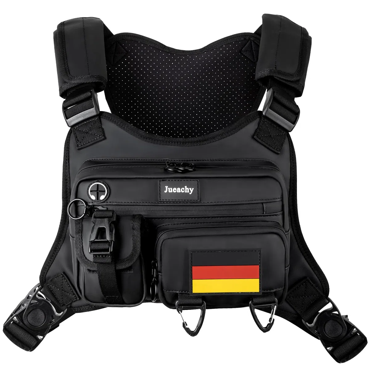 Jueachy Marsupio impermeabile da donna e uomo: borsa sportiva, gilet da corsa per cellulare con striscia riflettente, zaino da corsa, cinghia regolabile, per palestra, jogging, allenamento, corsa