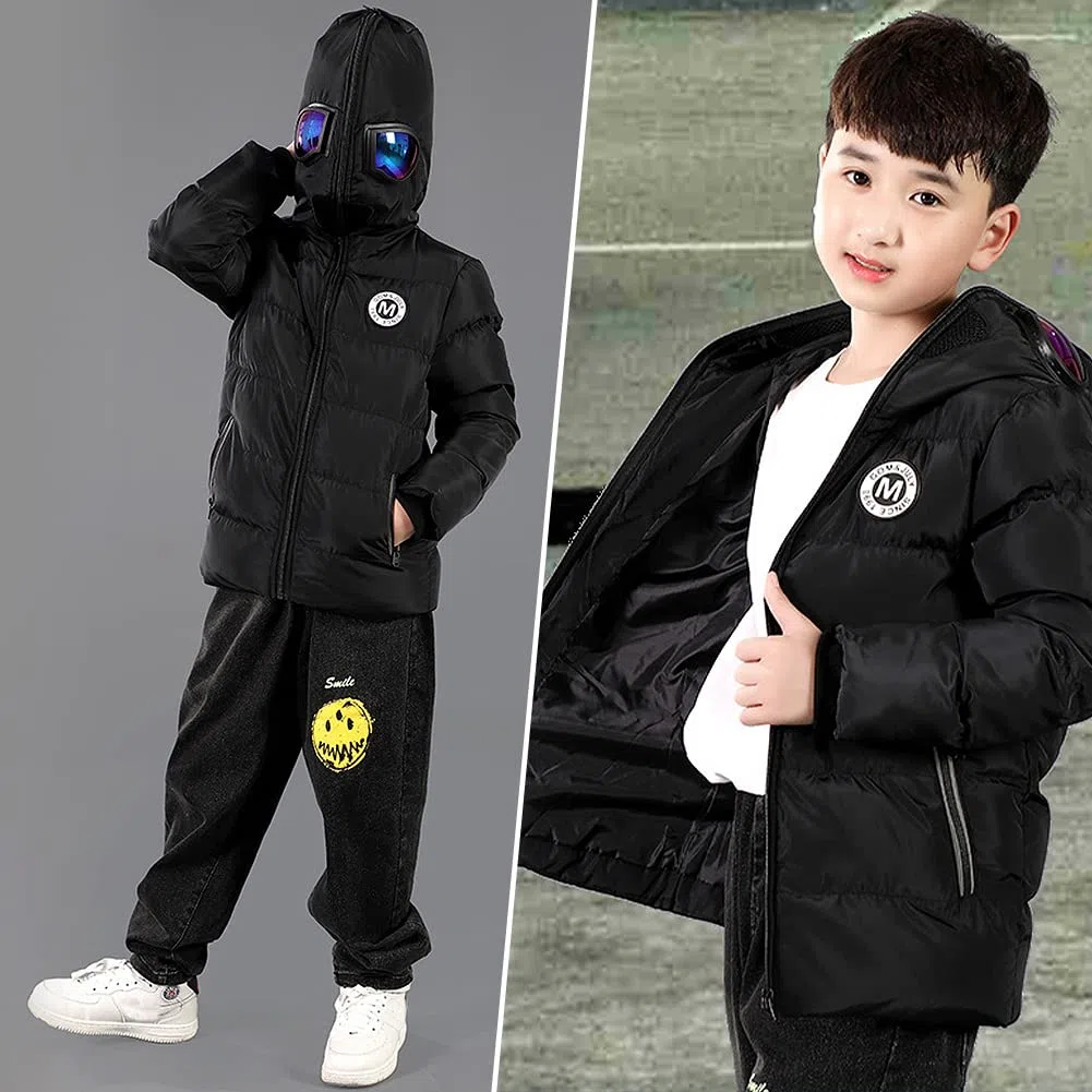 Cappotto Invernale Per Ragazzo Giacca Calda Antivento Parka Giubbotto Incappucciato Trapuntato Cappotto