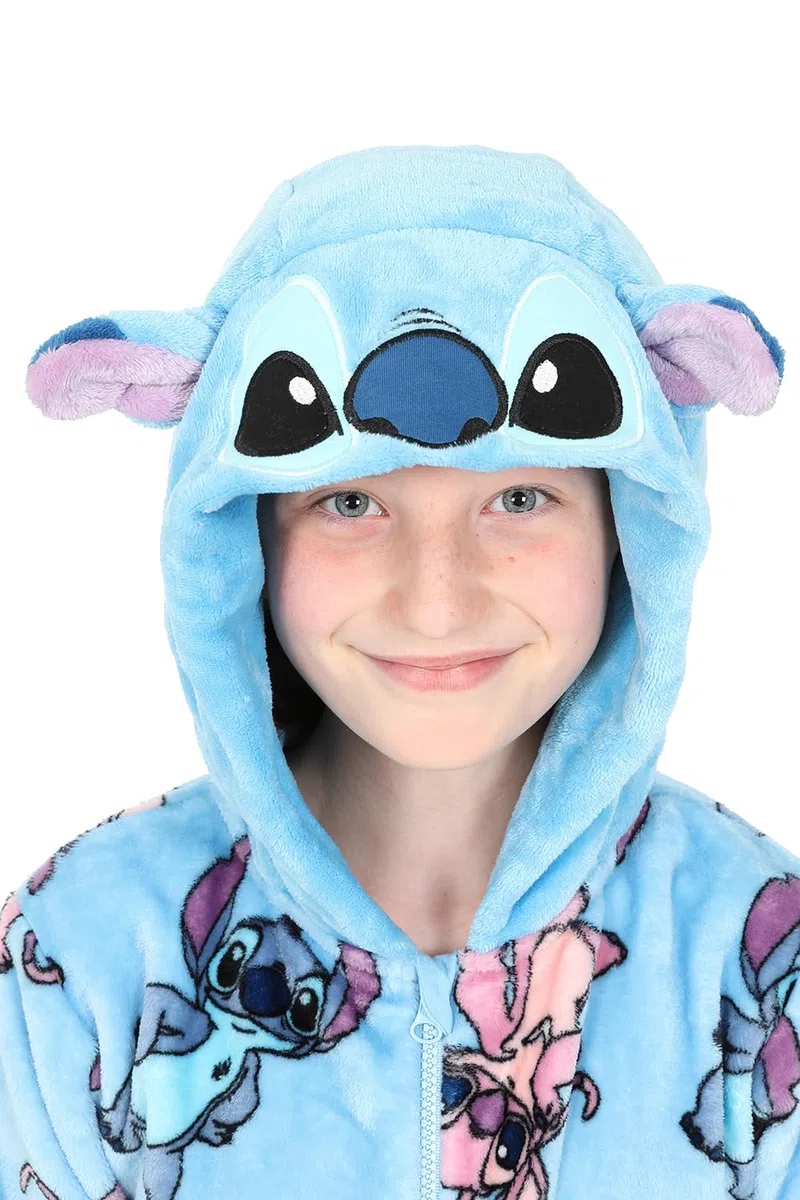 Disney Tutina da bambina in pile blu con motivo Lilo e Stitch Stitch & Angel, tutto in uno