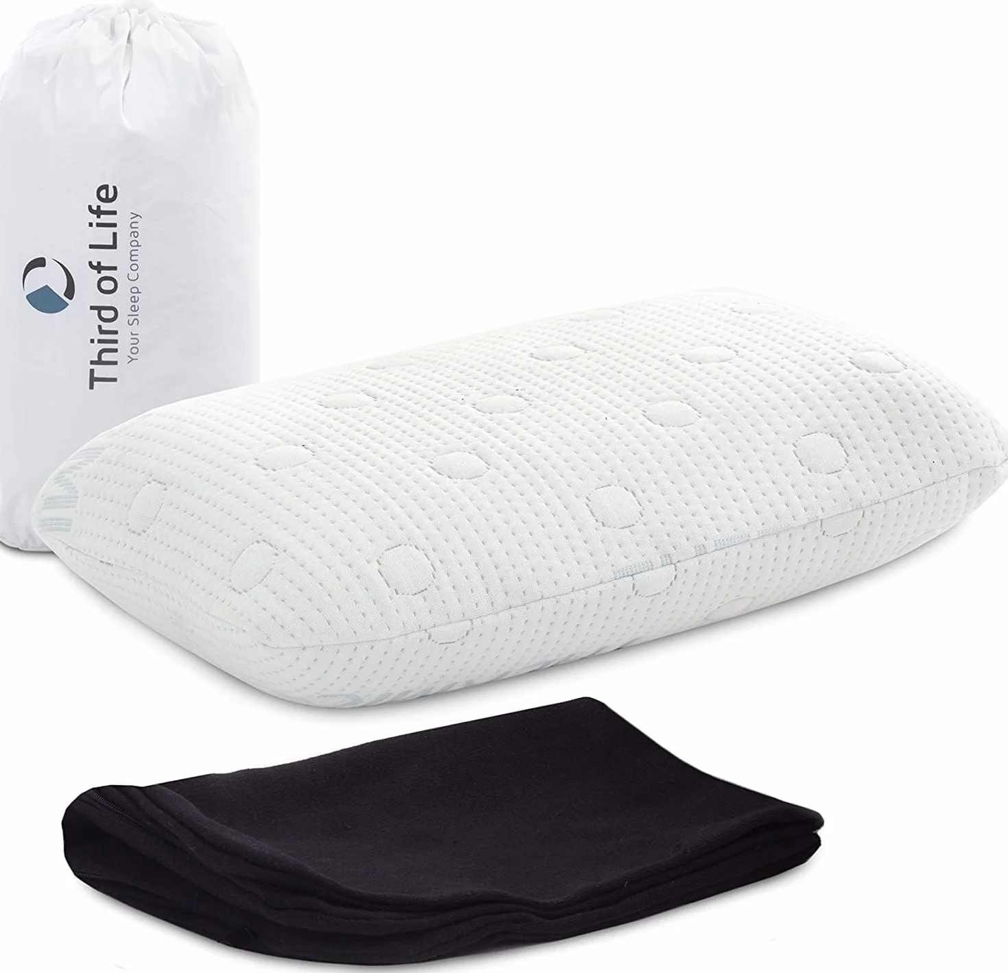 Third of Life VOLAR Cuscino da viaggio in memory foam, Piccolo cuscino cervicale ergonomico e ortopedico, Federa termoregolante, Poggiatesta per viaggiare o per dormire in campeggio, 40x25x10cm