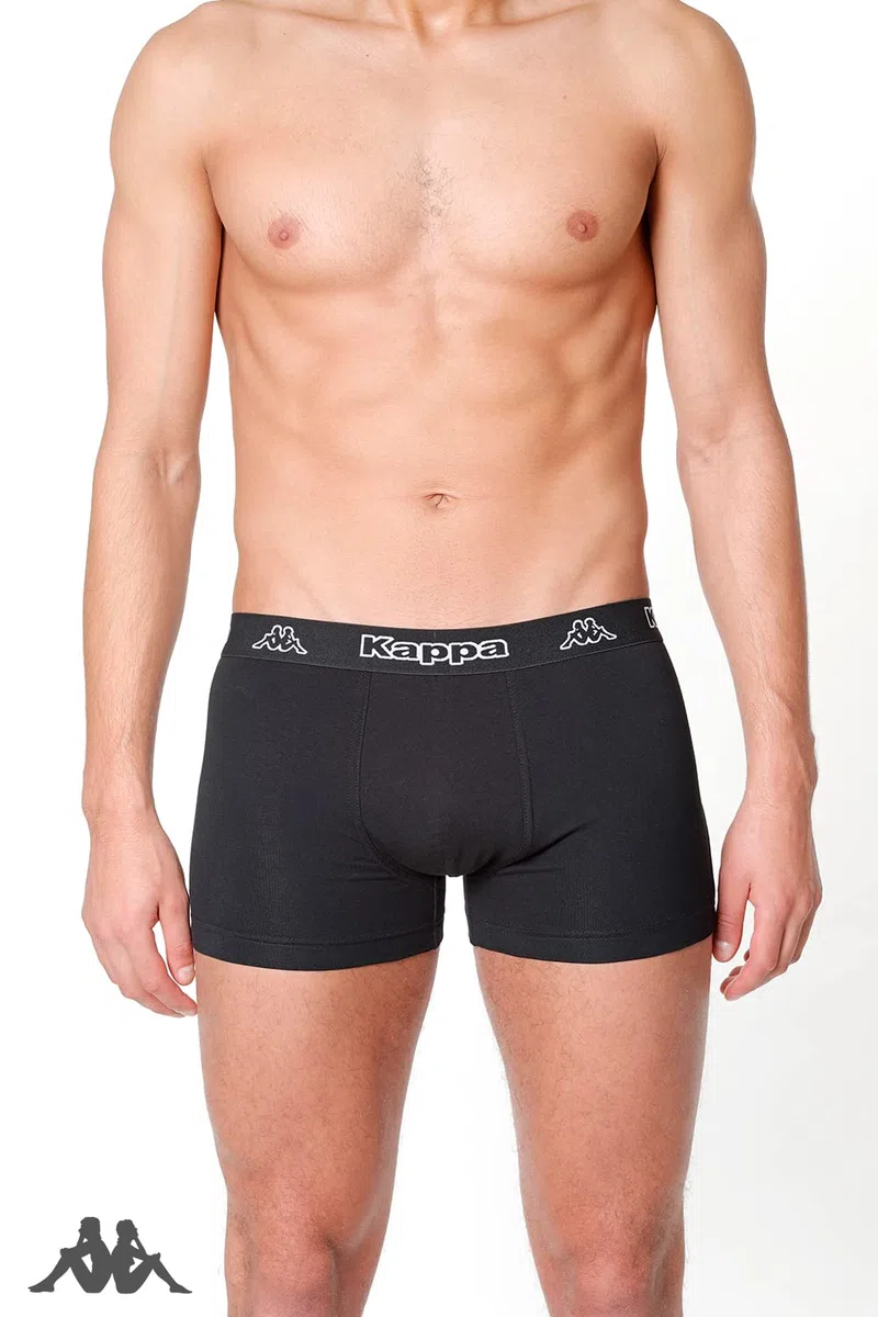 Kappa Boxer Uomo 6 Pezzi - Mutande Uomo Attillate in Cotone Elasticizzato - Boxer Nero con Fondo Nero - Taglia M - Intimo Uomo di qualità