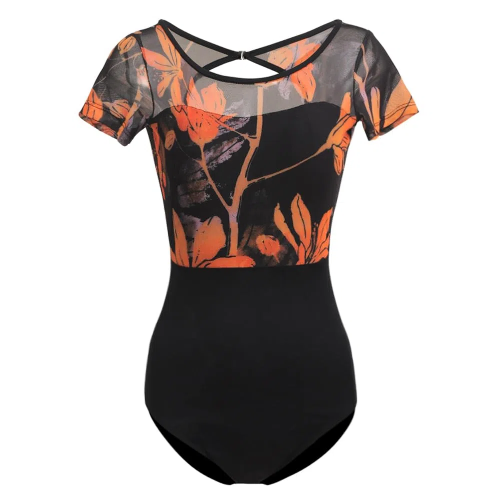 ROYAL SMEELA body da balletto maniche corte body danza classica stampato adulto body ballerina donna body da ballo donna body di danza classica donna body per la danza classica body ginnastica