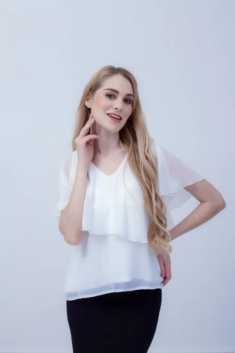 Blusa da allattamento in chiffon con chiusura lampo, scollo a V