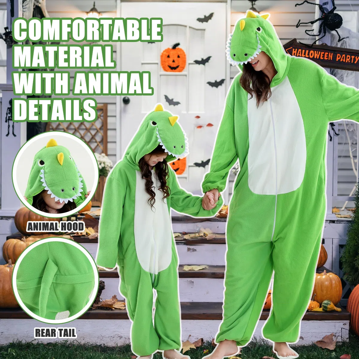 Pigiama Intero Unisex con Cappuccio a Tema Animale per Genitori e Bambini Costume per Halloween Gaming Pigiama Familiare per Ragazze e Ragazzi Completo per Feste