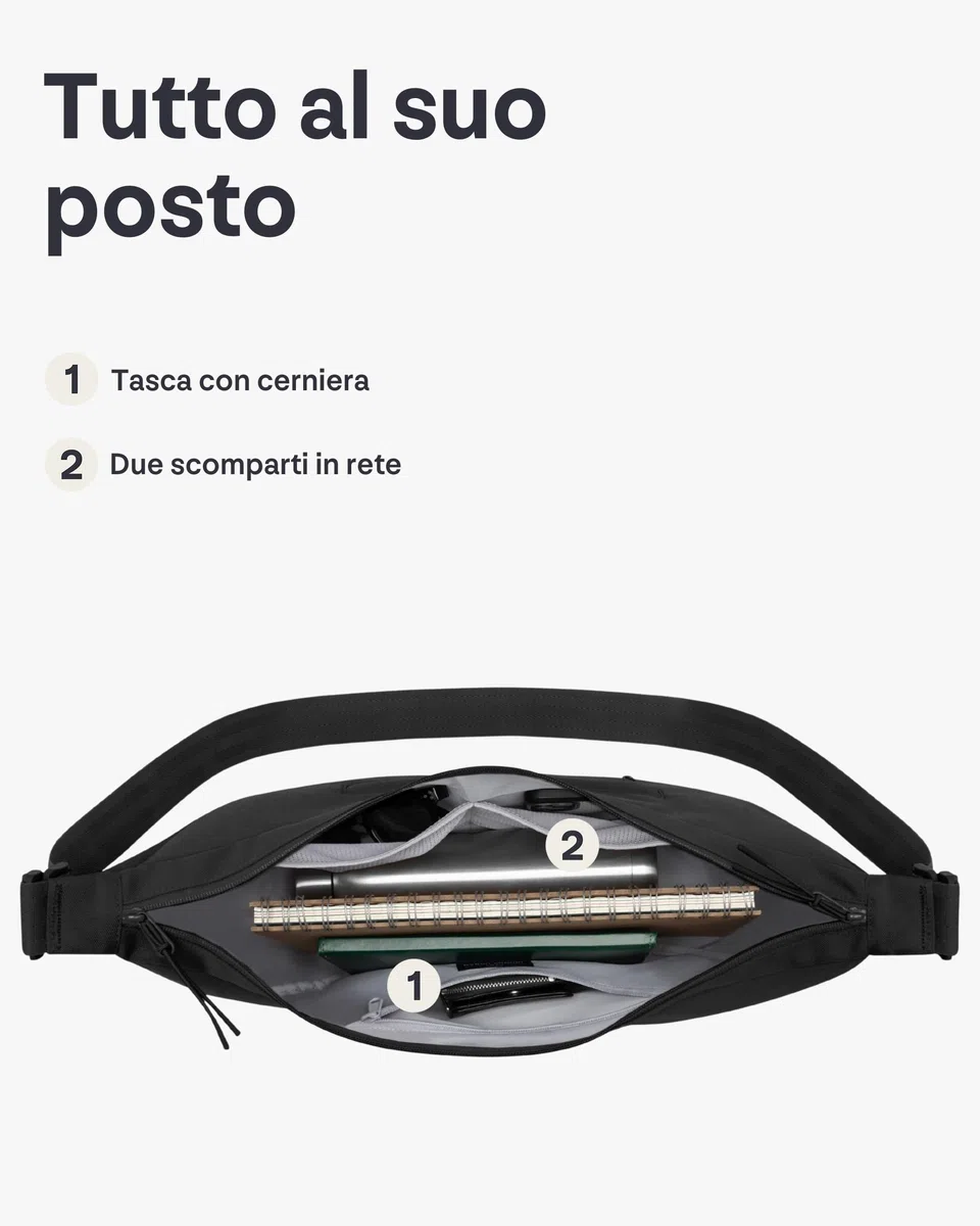 Johnny Urban Borsa a Tracolla Donna e Uomo Nero - Ally Large - Borsa Mezzaluna Grande - Crossbody Moon Bag - Marsupio Rotonda con Tracolla Regolabile - Idrorepellente