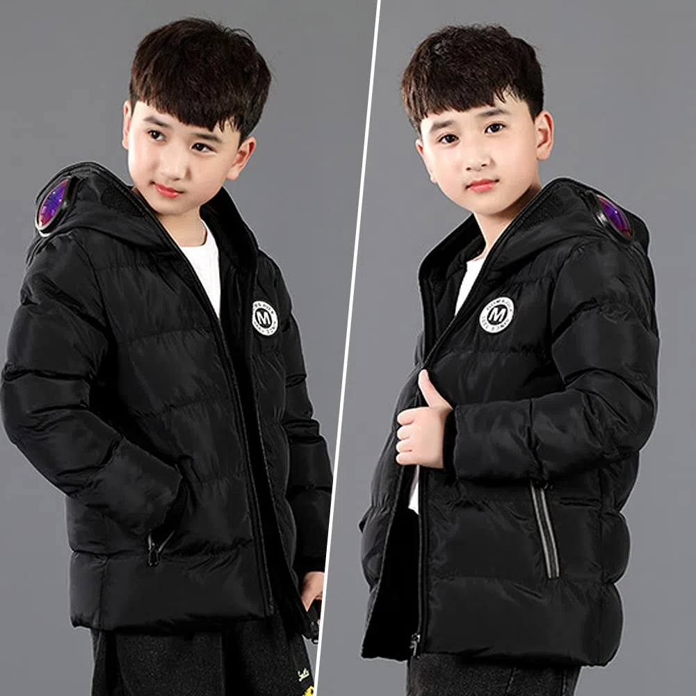 Cappotto Invernale Per Ragazzo Giacca Calda Antivento Parka Giubbotto Incappucciato Trapuntato Cappotto